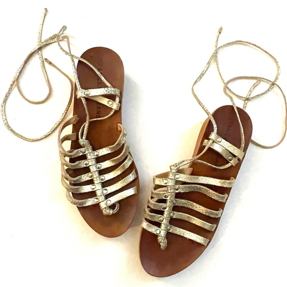 Lucky Brand gold sandals. Size 7.5. Worn once. - Picture 6 of 7